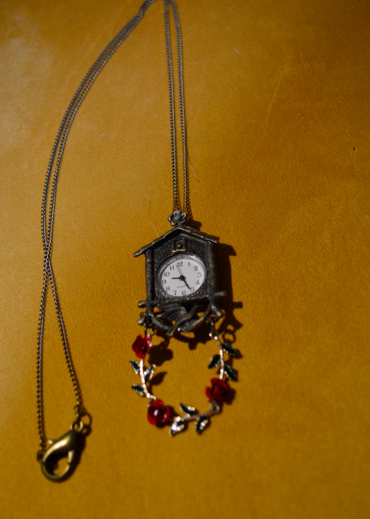 Birdhouse Clock Necklace