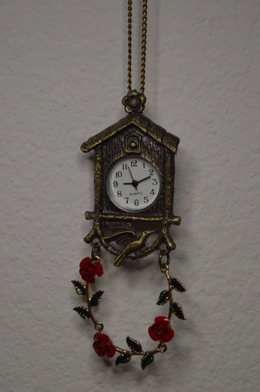 Birdhouse Clock Necklace